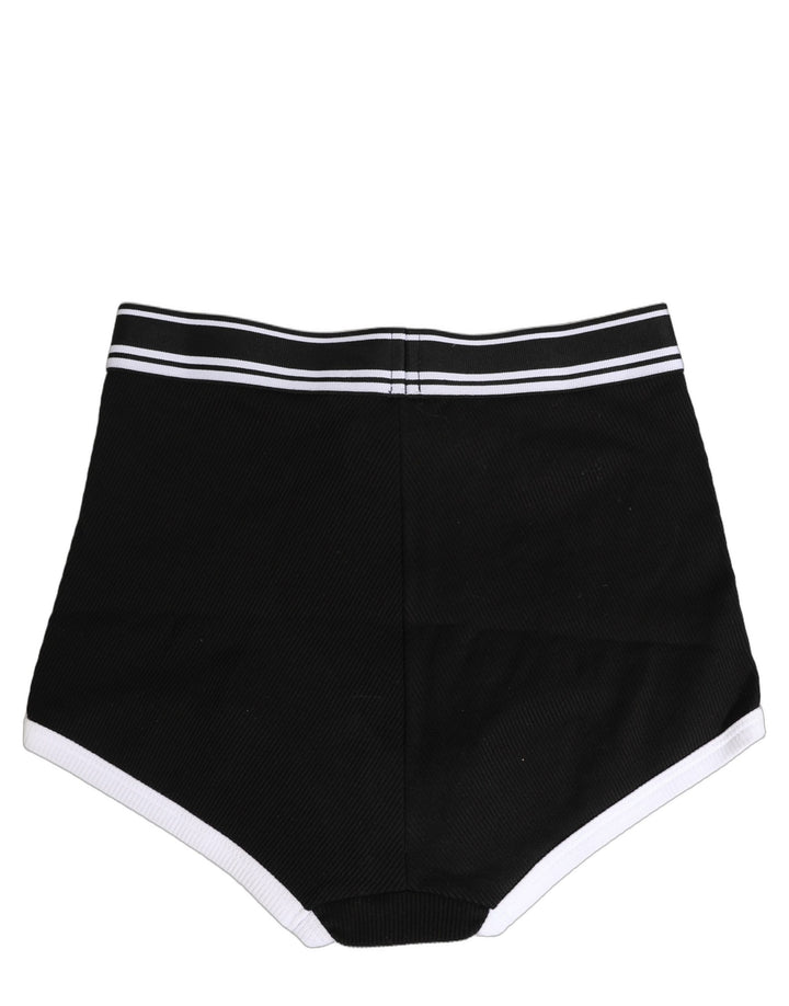 Dolce &amp; Gabbana Black White Logo Waistband Coulotte Panty Underwear