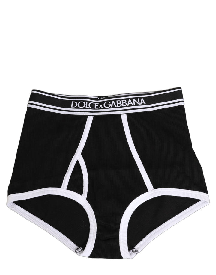Dolce &amp; Gabbana Black White Logo Waistband Coulotte Panty Underwear