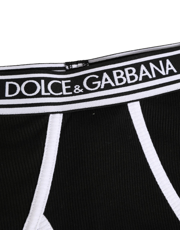 Dolce &amp; Gabbana Black White Logo Waistband Coulotte Panty Underwear