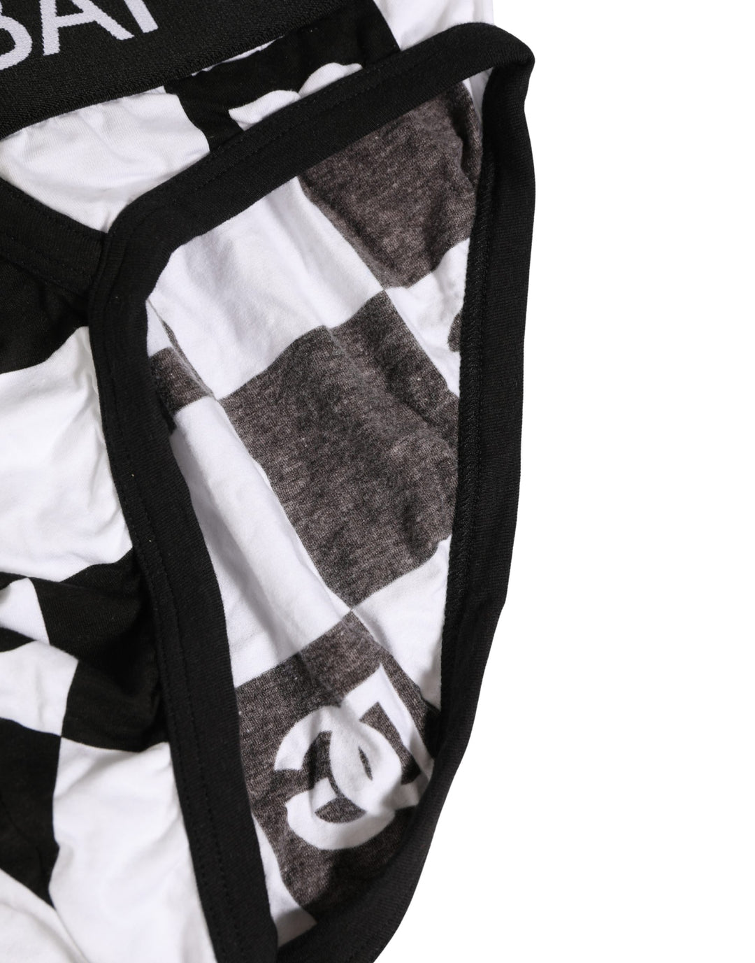 Dolce &amp; Gabbana Black White Logo Checkered Midi Brief Underwear