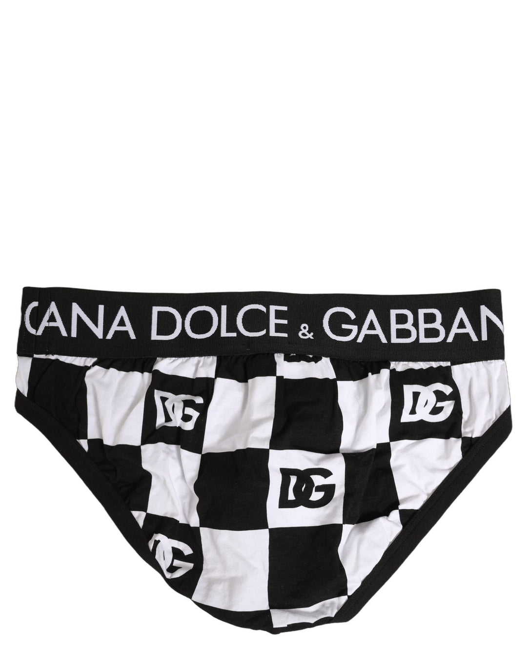 Dolce &amp; Gabbana Black White Logo Checkered Midi Brief Underwear
