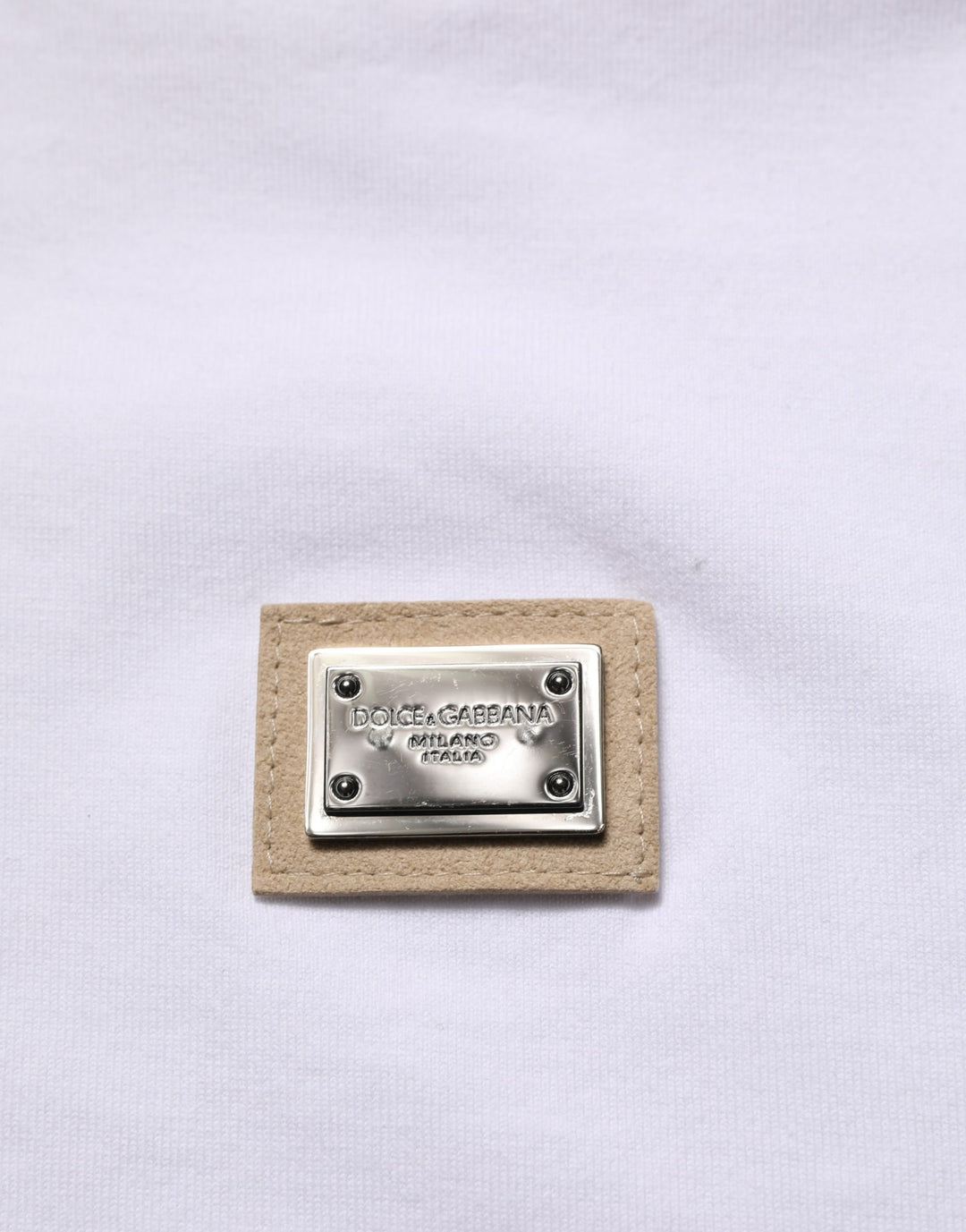 Dolce &amp; Gabbana White Cotton Logo Plaque Crew Neck T-shirt