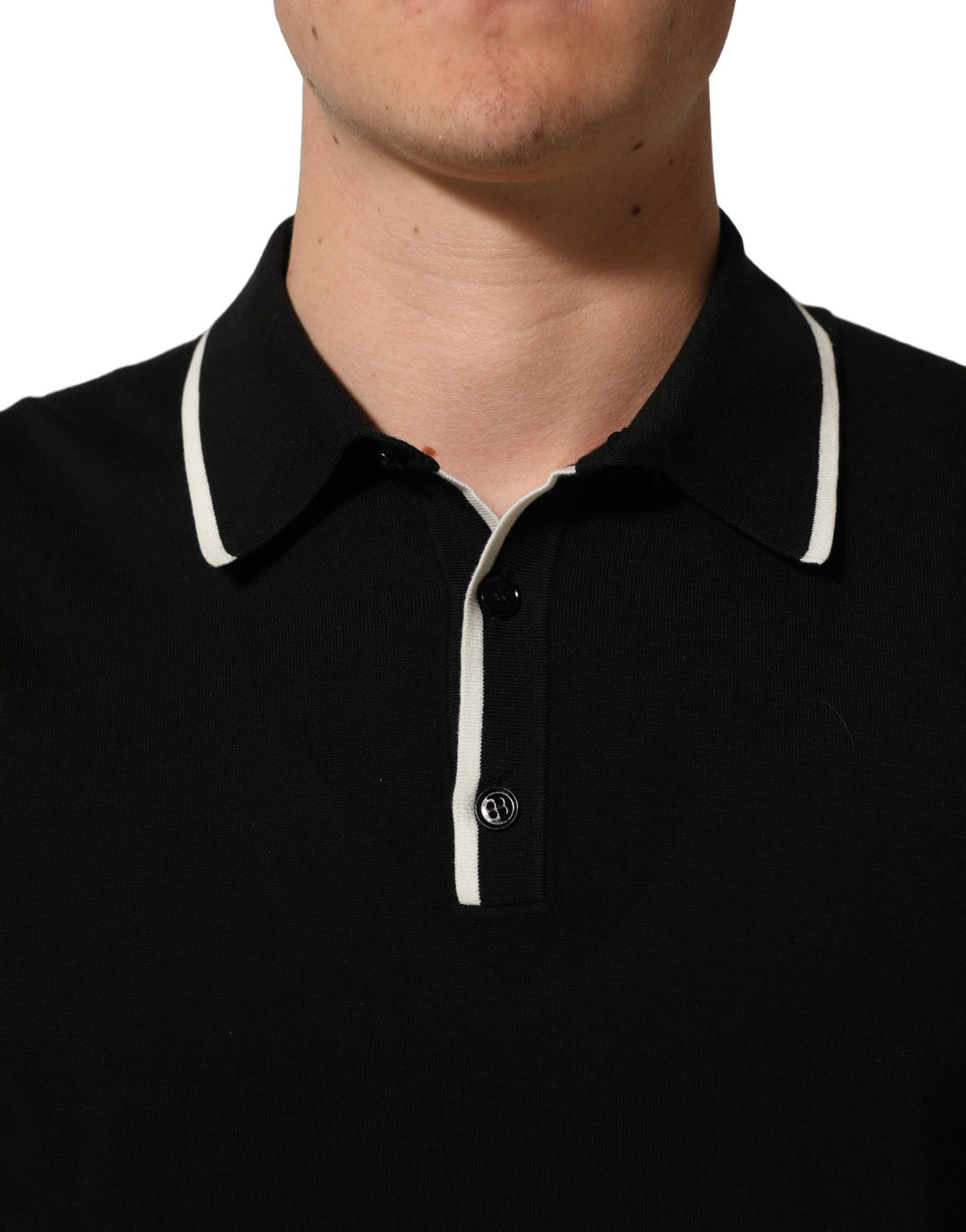 Dolce &amp; Gabbana Black Cotton Collared Short Sleeves Men Polo T-shirt