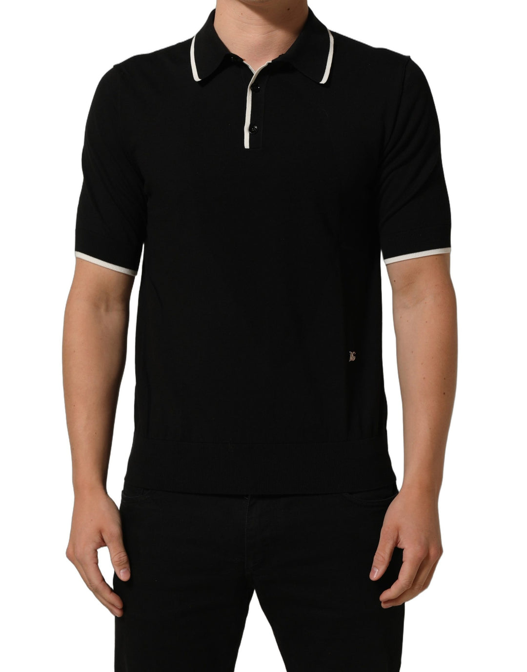 Dolce &amp; Gabbana Black Cotton Collared Short Sleeves Men Polo T-shirt