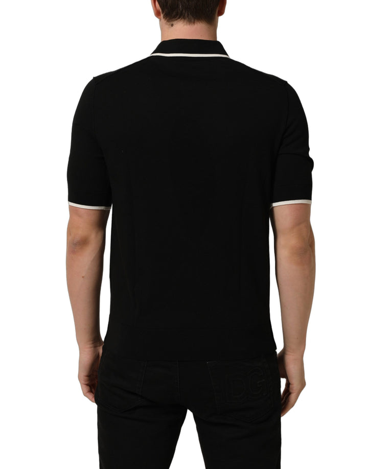 Dolce &amp; Gabbana Black Cotton Collared Short Sleeves Men Polo T-shirt