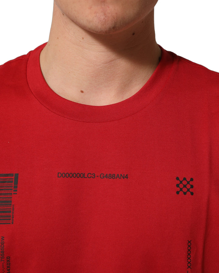 Dolce &amp; Gabbana Red Cotton Graphic Print Crew Neck T-shirt