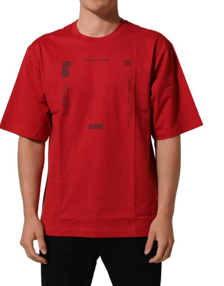Dolce &amp; Gabbana Red Cotton Graphic Print Crew Neck T-shirt