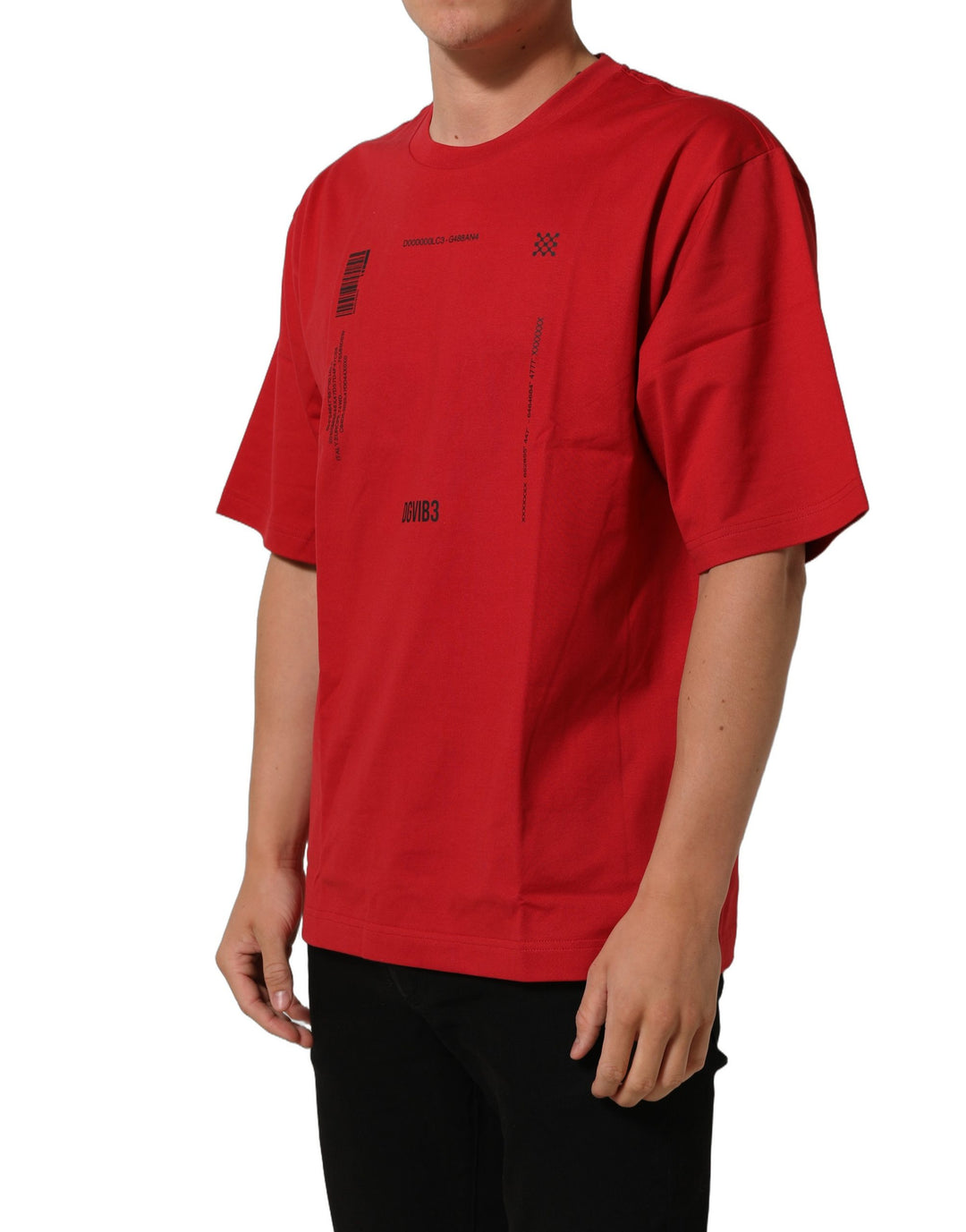 Dolce &amp; Gabbana Red Cotton Graphic Print Crew Neck T-shirt