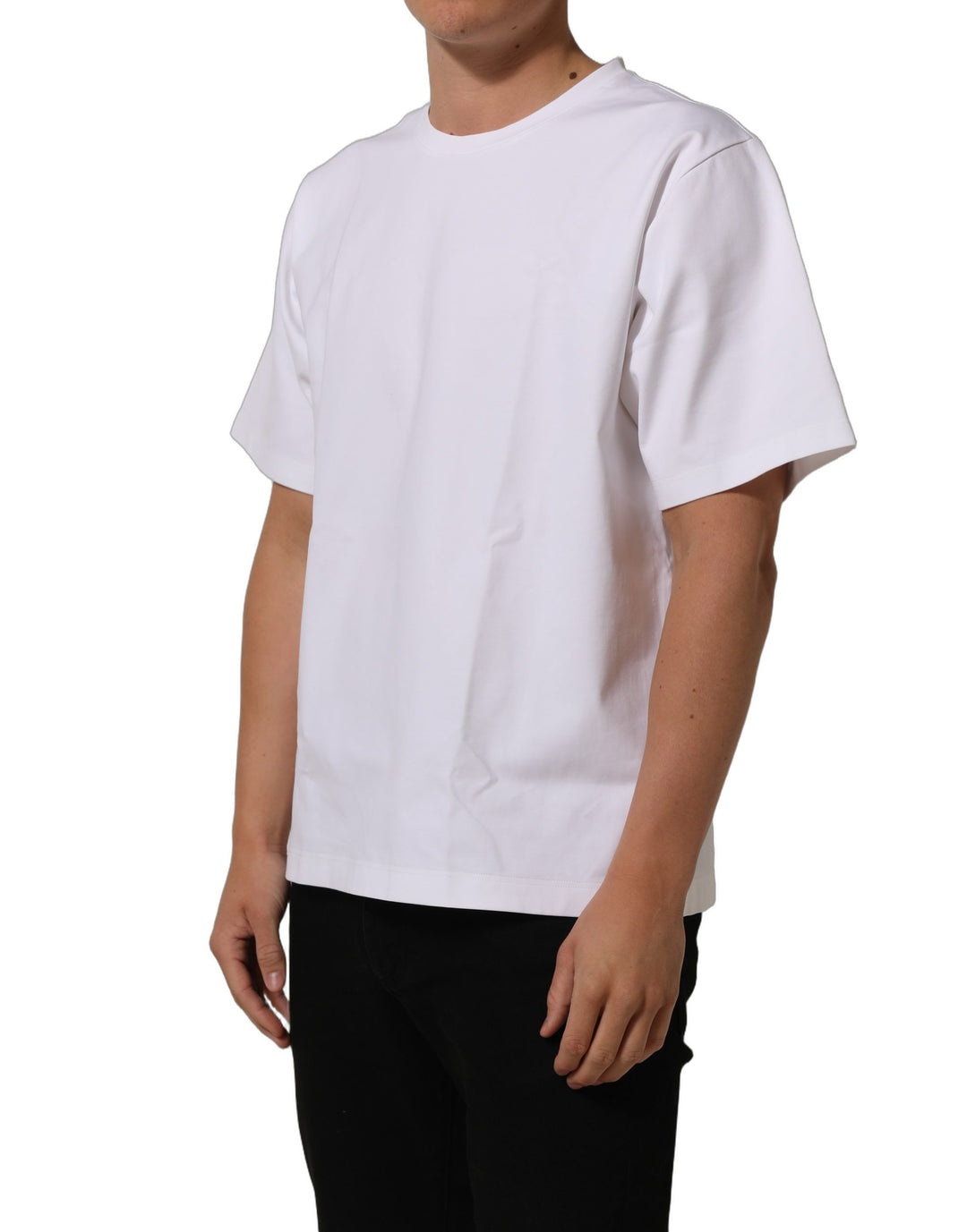 Dolce &amp; Gabbana White Cotton Short Sleeves Crew Neck T-shirt