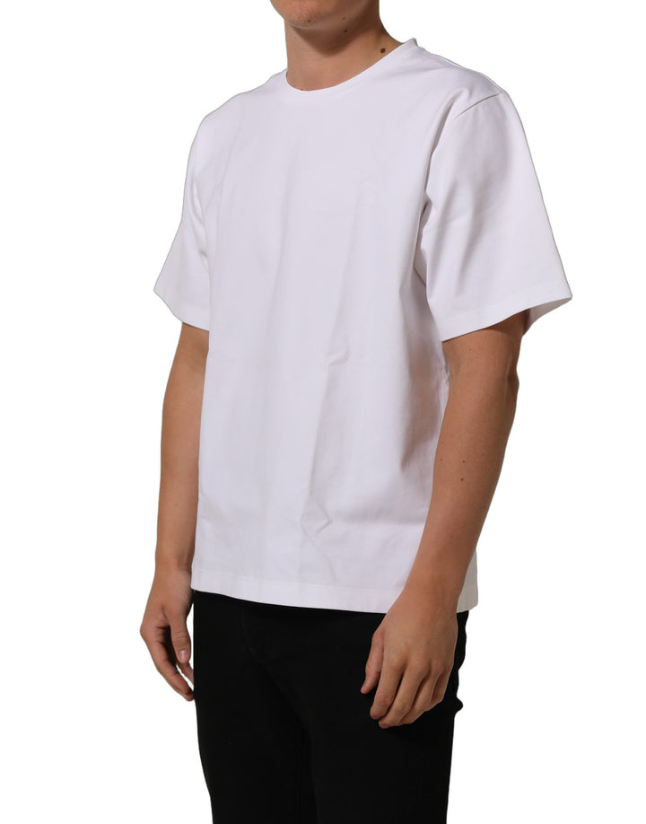 Dolce &amp; Gabbana White Cotton Short Sleeves Crew Neck T-shirt
