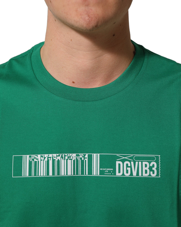Dolce &amp; Gabbana Green Cotton DGVIB3 Print Crew Neck T-shirt