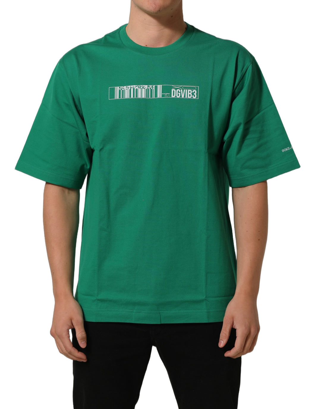 Dolce &amp; Gabbana Green Cotton DGVIB3 Print Crew Neck T-shirt