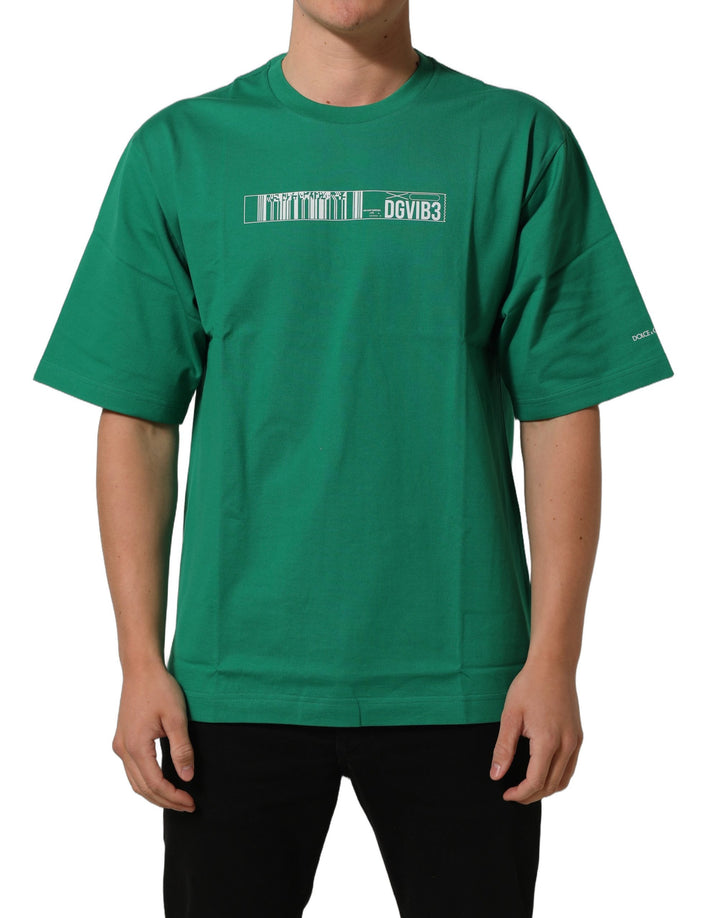 Dolce &amp; Gabbana Green Cotton DGVIB3 Print Crew Neck T-shirt
