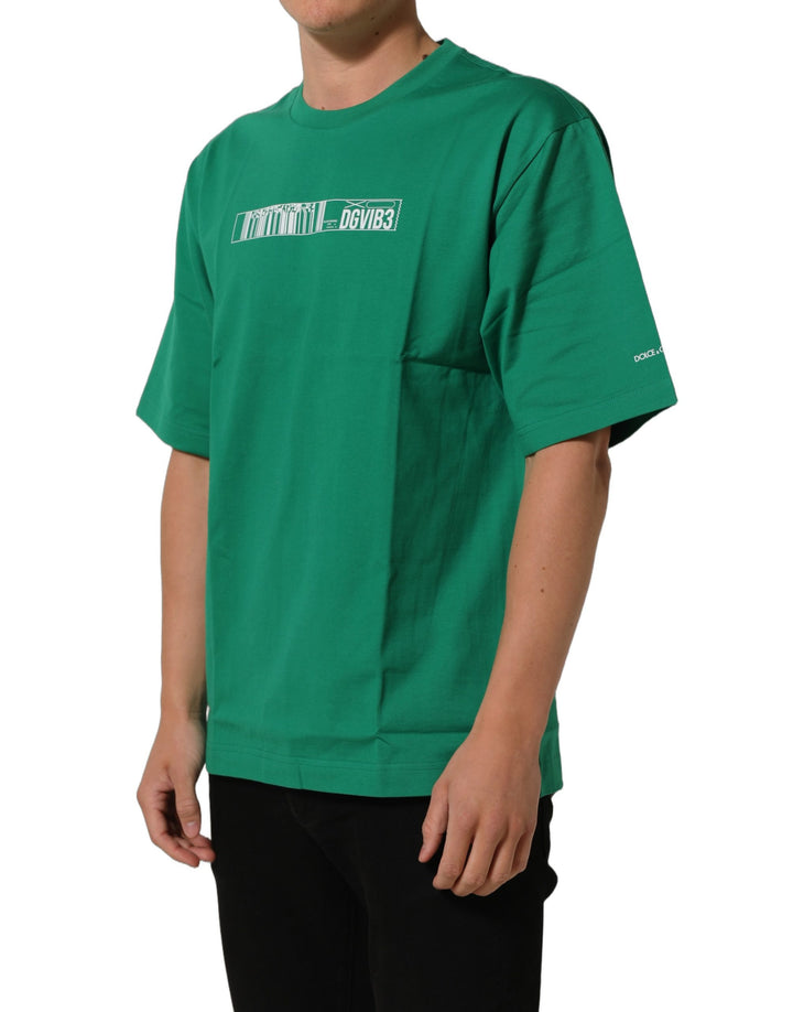 Dolce &amp; Gabbana Green Cotton DGVIB3 Print Crew Neck T-shirt