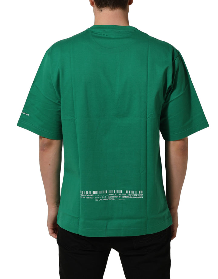 Dolce &amp; Gabbana Green Cotton DGVIB3 Print Crew Neck T-shirt
