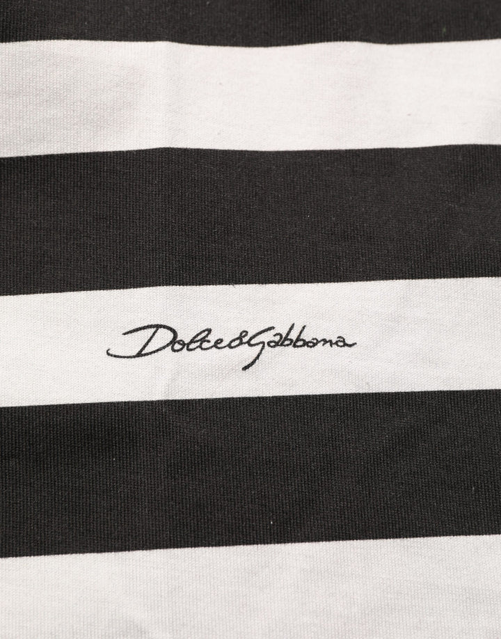 Dolce &amp; Gabbana Black White Stripes Cotton Sleeveless T-shirt