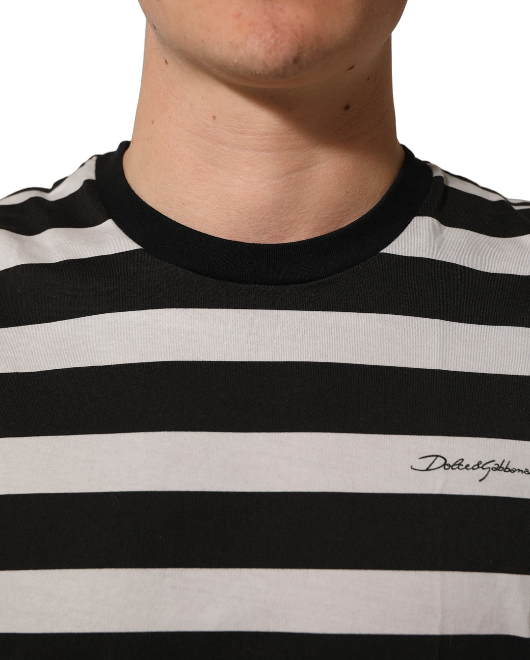 Dolce &amp; Gabbana Black White Stripes Cotton Sleeveless T-shirt