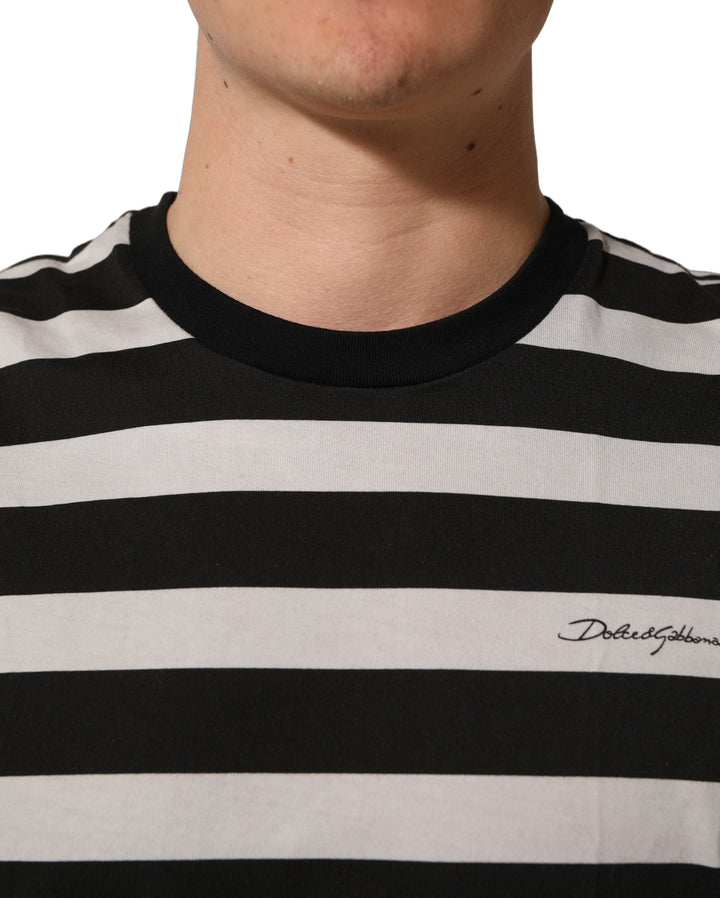 Dolce &amp; Gabbana Black White Stripes Cotton Sleeveless T-shirt