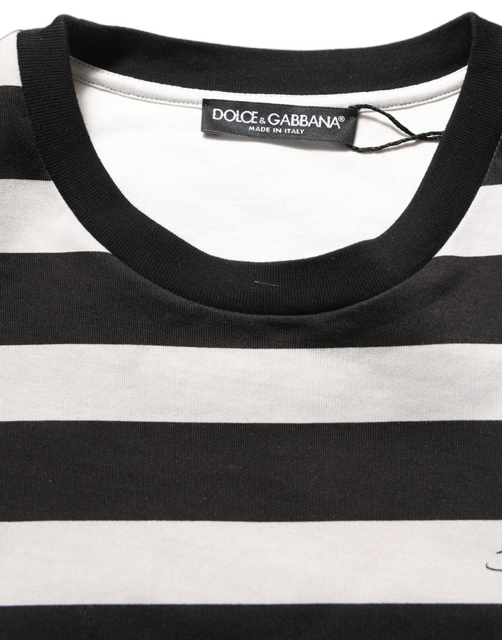 Dolce &amp; Gabbana Black White Stripes Cotton Sleeveless T-shirt