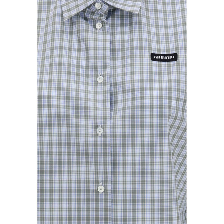 Miu Miu Blue Cotton Pattern Shirt
