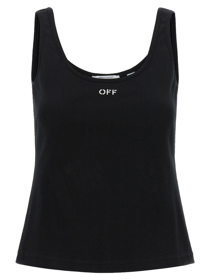 Off-White Black Cotton Tank Tops