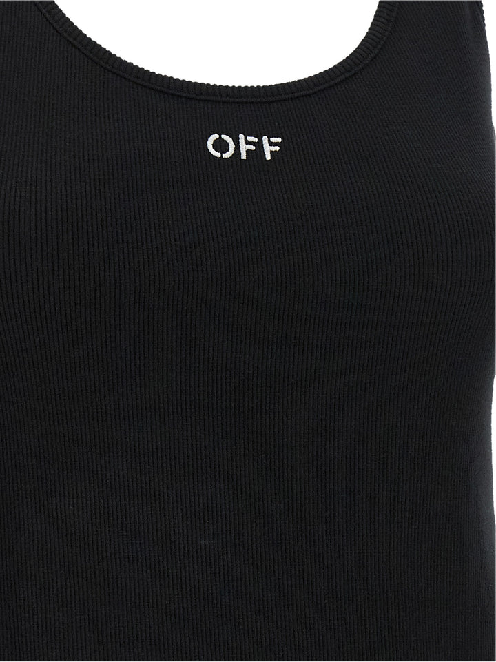 Off-White Black Cotton Tank Tops