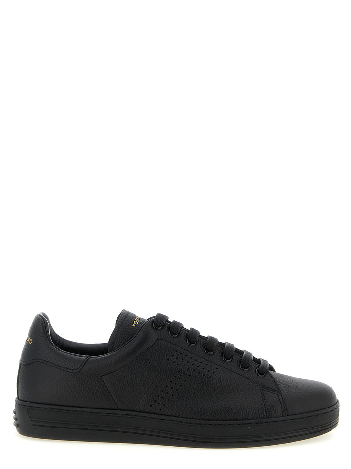 Tom Ford Black Leather Low Top Sneakers