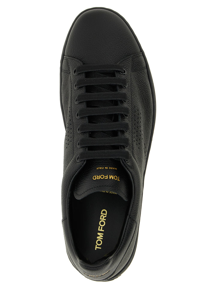 Tom Ford Black Leather Low Top Sneakers
