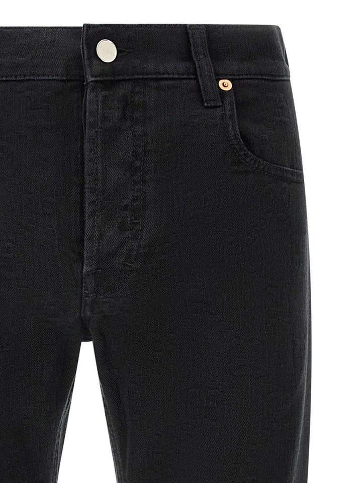 Gucci Black Cotton Straight-Leg Jeans