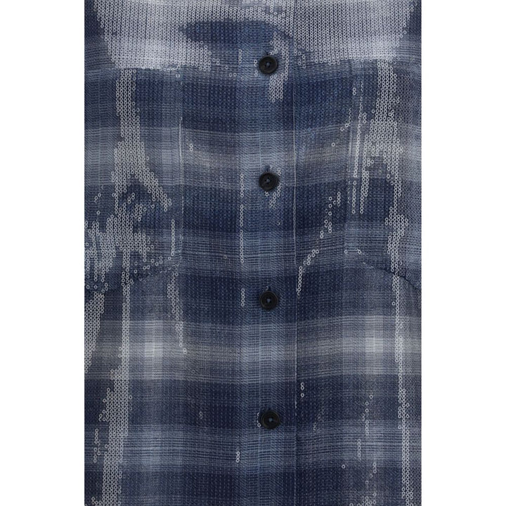 PINKO Blue Polyester Pattern Shirt
