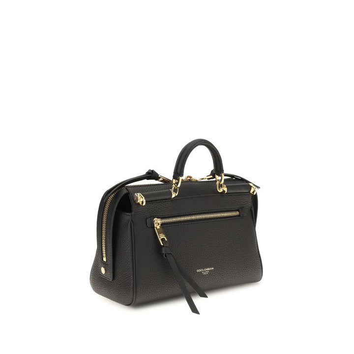 Dolce &amp; Gabbana Black Calf Leather Bos Taurus Handbag
