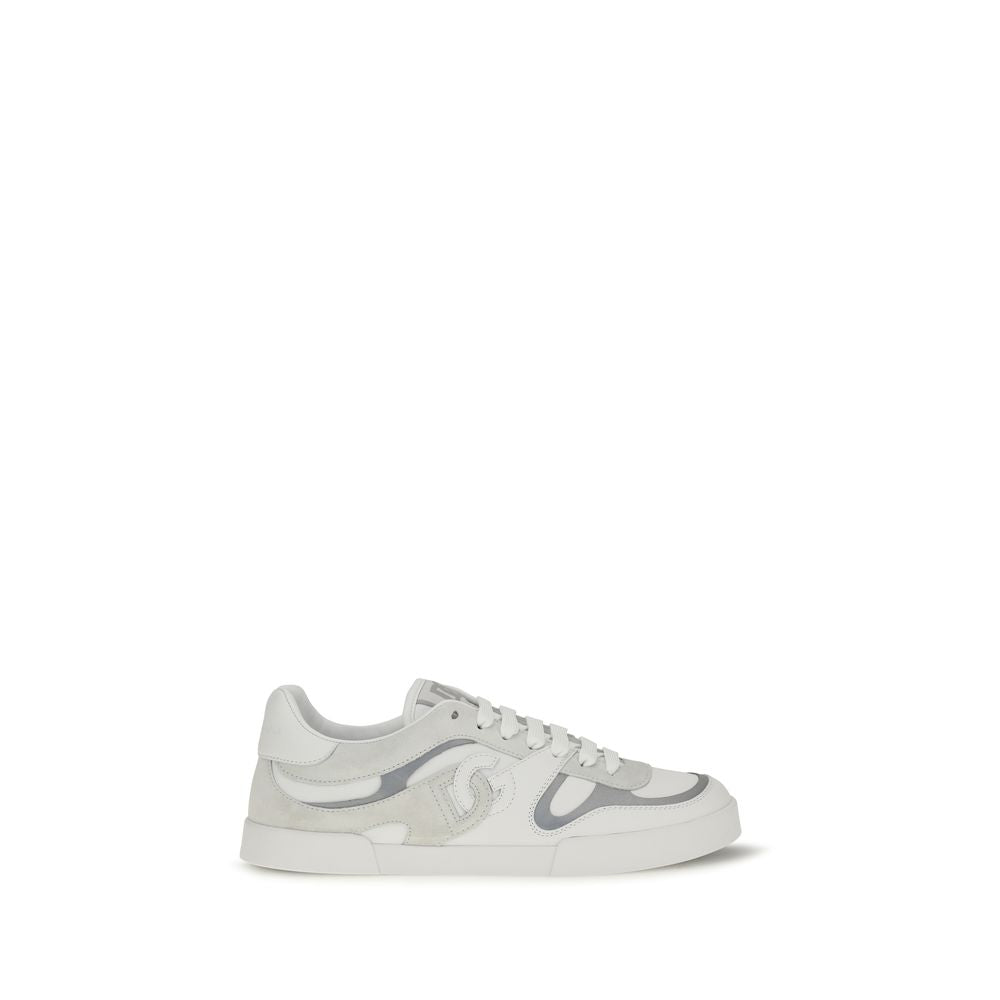 Dolce &amp; Gabbana White Calf Leather Bos Taurus Low Top Sneakers