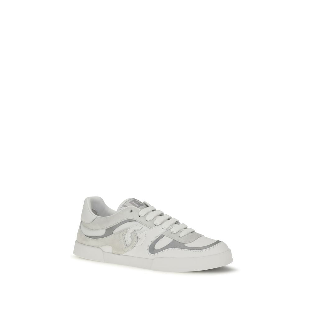 Dolce &amp; Gabbana White Calf Leather Bos Taurus Low Top Sneakers
