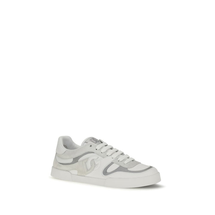 Dolce &amp; Gabbana White Calf Leather Bos Taurus Low Top Sneakers