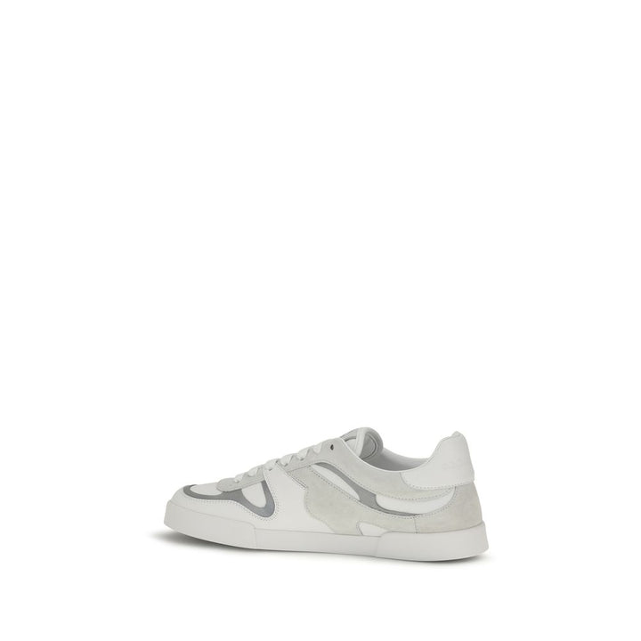 Dolce &amp; Gabbana White Calf Leather Bos Taurus Low Top Sneakers
