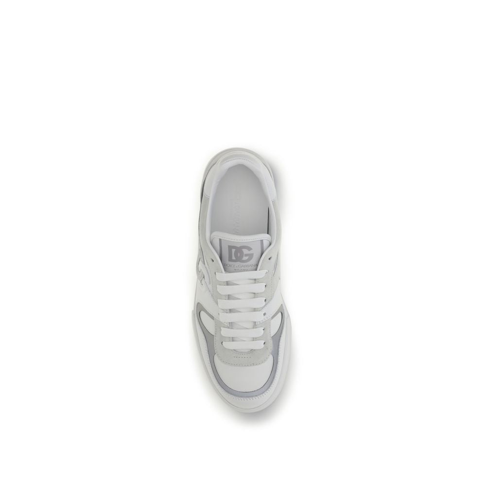 Dolce &amp; Gabbana White Calf Leather Bos Taurus Low Top Sneakers