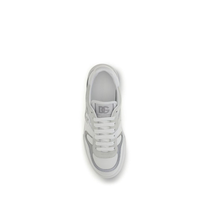 Dolce &amp; Gabbana White Calf Leather Bos Taurus Low Top Sneakers