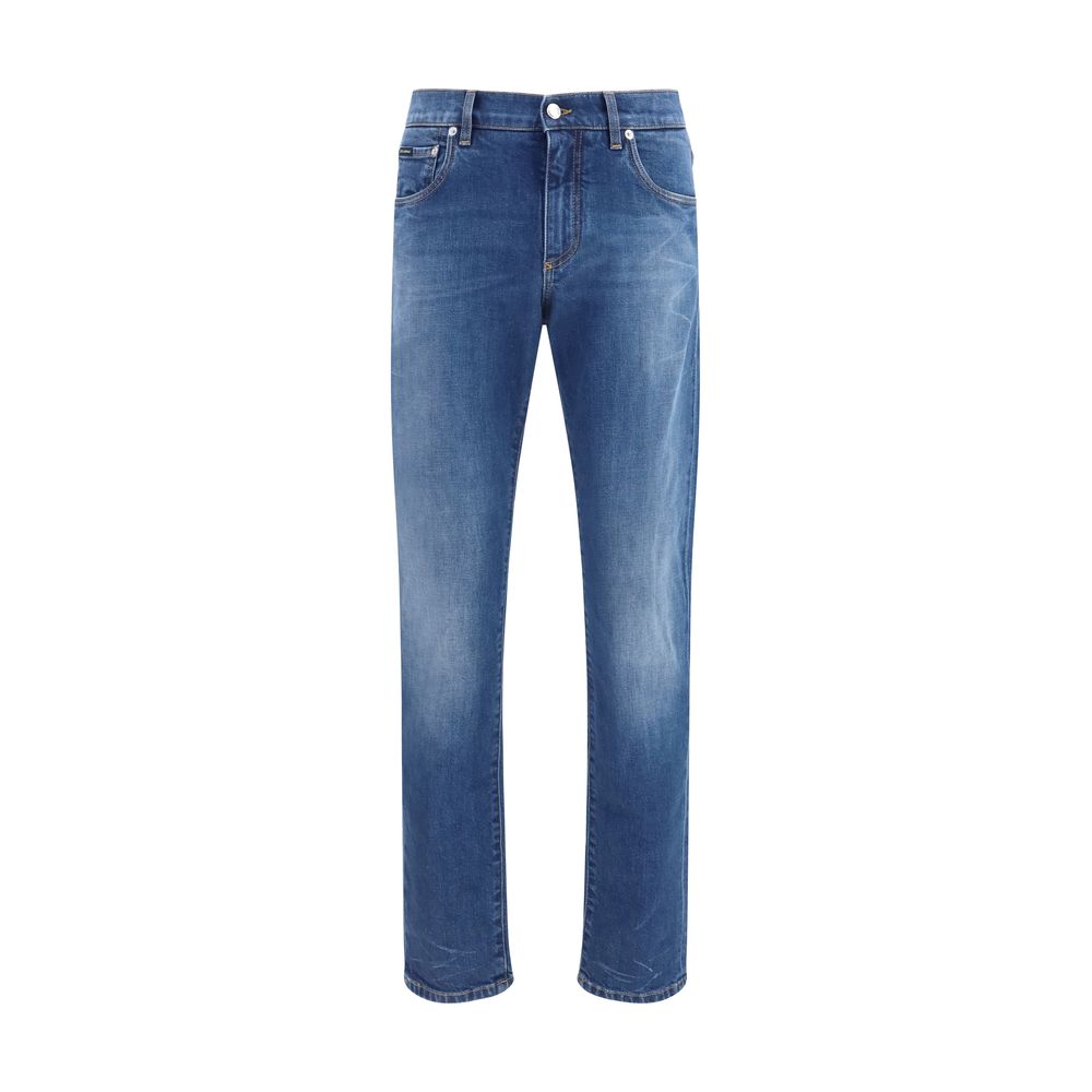 Dolce &amp; Gabbana Blue Cotton Slim Fit Jeans