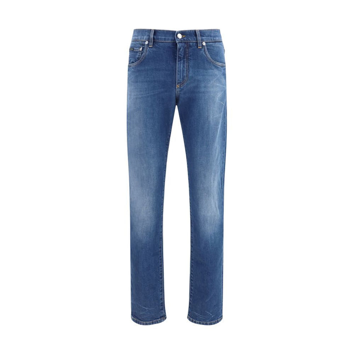 Dolce &amp; Gabbana Blue Cotton Slim Fit Jeans