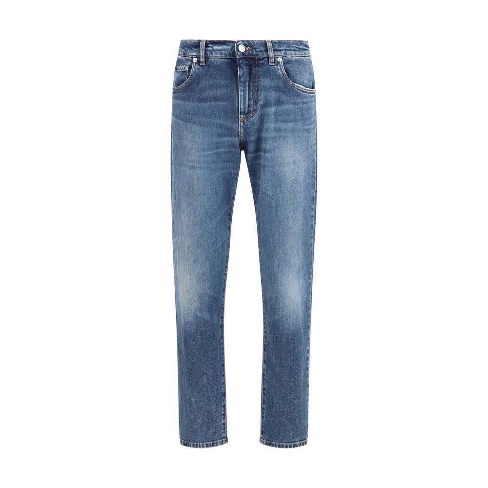 Dolce &amp; Gabbana Blue Cotton Straight-Leg Jeans