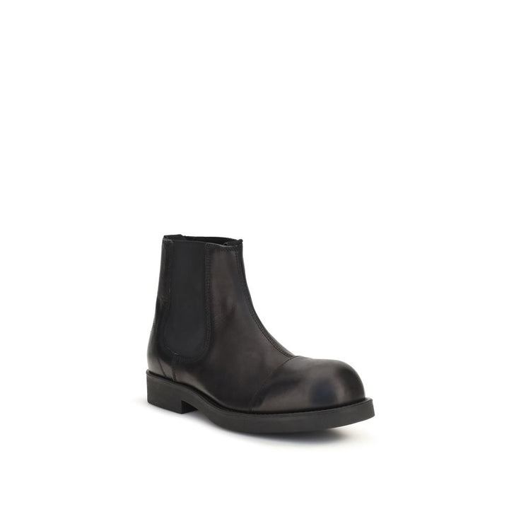 MM6 Black Calf Leather Bos Taurus Chelsea Boots