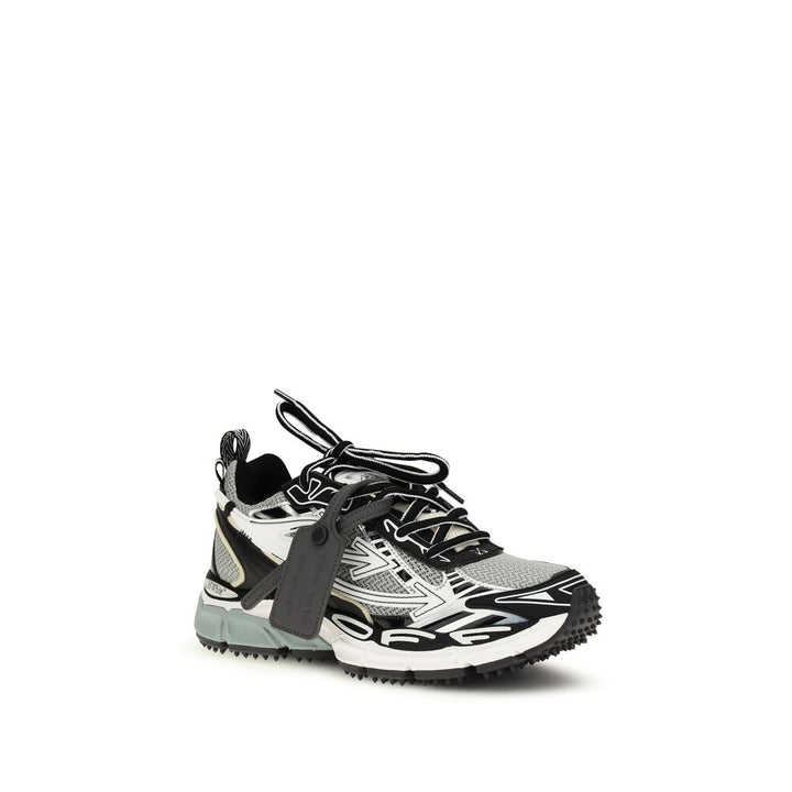 Off-White Gray Polyester Athletic Sneakers