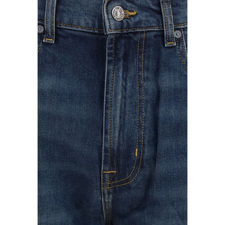 7FOR Blue Cotton Straight-Leg Jeans