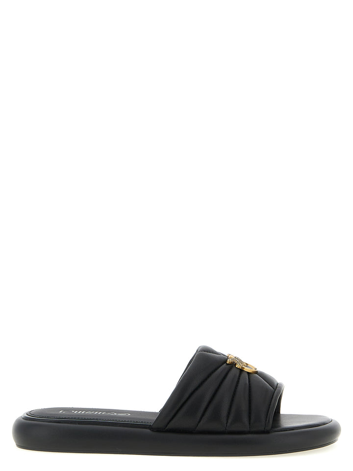 PINKO Black Lambskin Slides