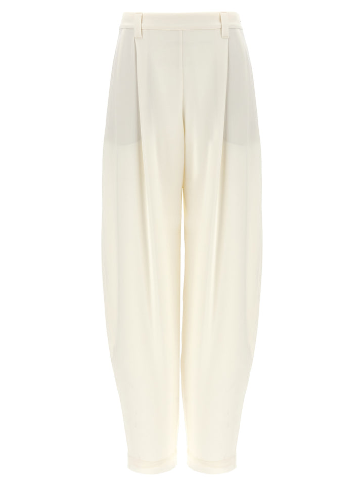 Brunello Cucinelli White Silk Casual Pants