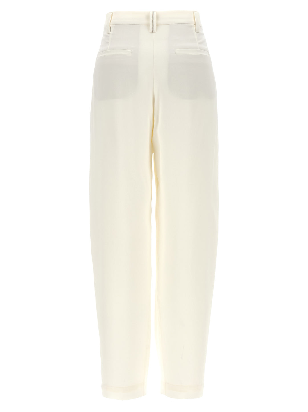 Brunello Cucinelli White Silk Casual Pants