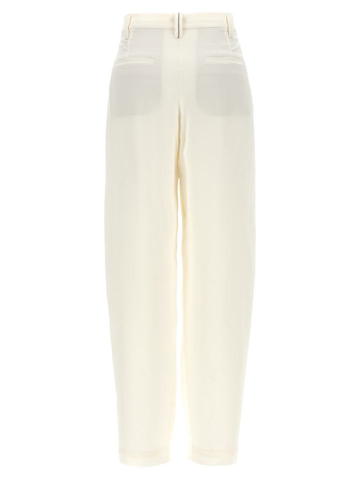Brunello Cucinelli White Silk Casual Pants