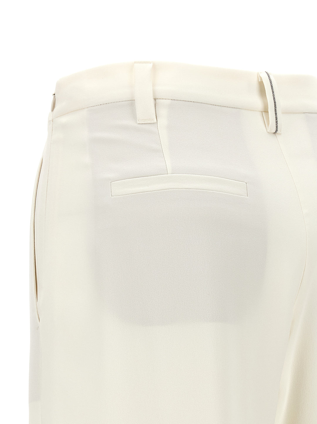Brunello Cucinelli White Silk Casual Pants