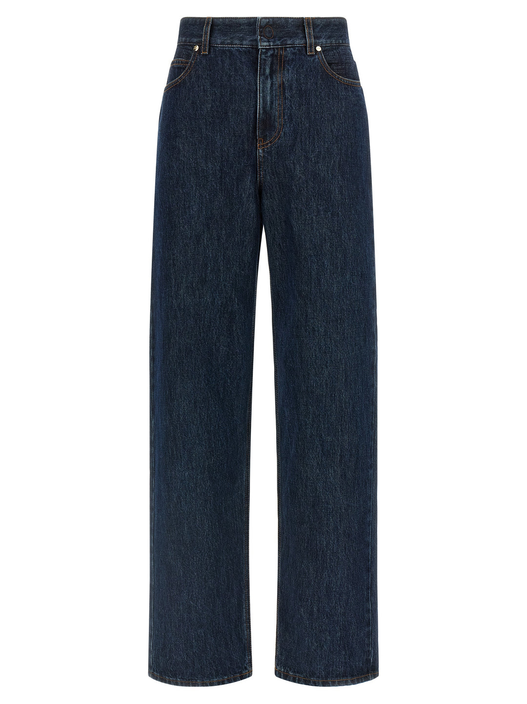 Fendi Blue Cotton Straight-Leg Jeans