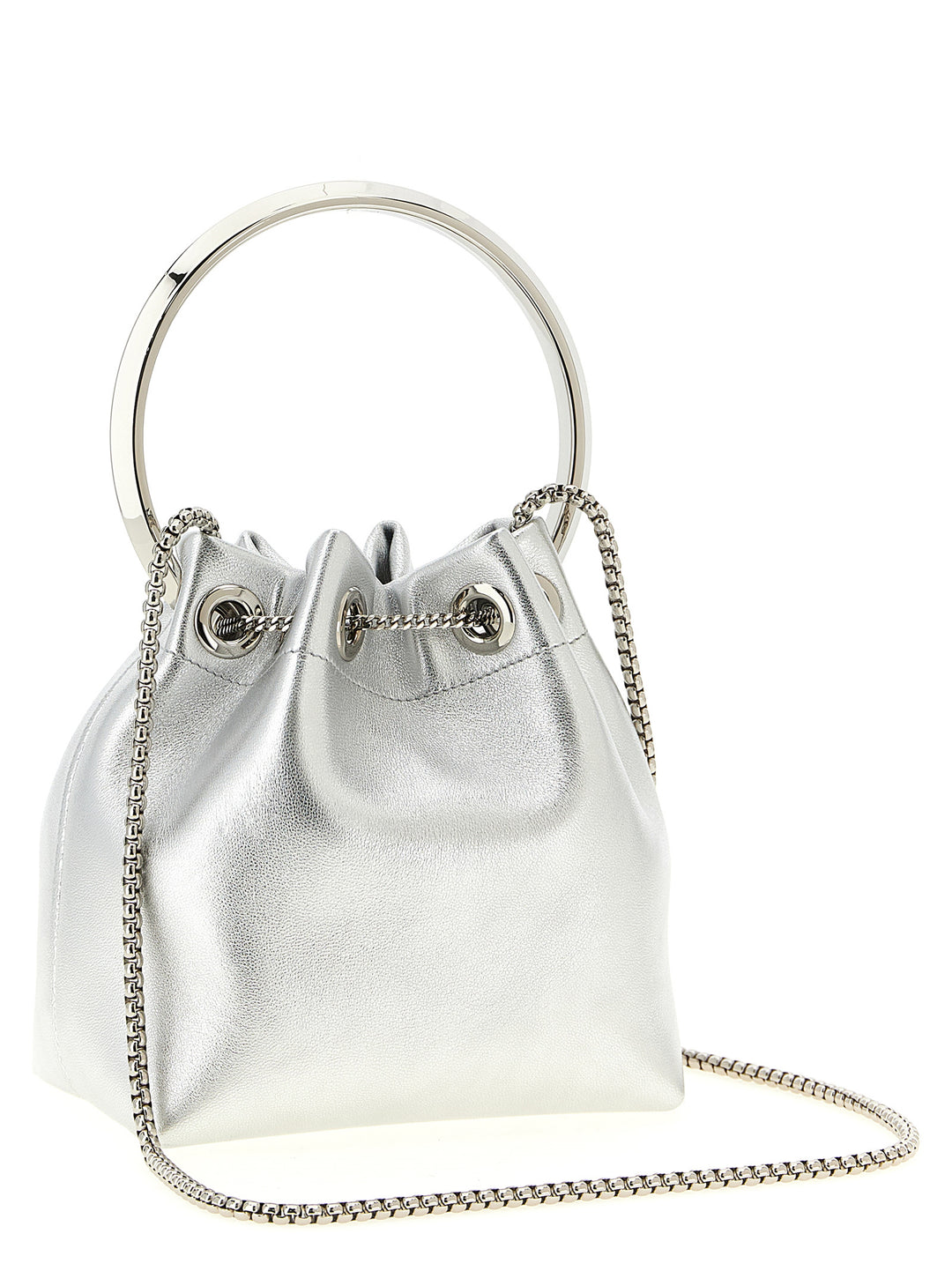 Jimmy Choo Silver Lamb Leather Handbag